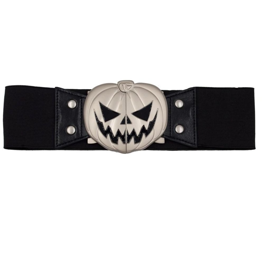 BACK IN STOCK!! Halloween Black Elastic Waist Belt Pumpkin S-M L-XL 2XL-3XL NWT - Picture 2 of 4